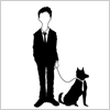 スーツの人と犬のイラスト　イラレ/ベクトルデータ【無料配布】