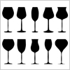多種多様！編集可能な10種類のワイングラス・シャンパングラス　影絵データ