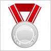 赤い帯のついたシルバーメダルのイラスト