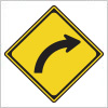 右への屈曲を表す道路標識