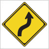 右への背向屈曲を表す道路標識