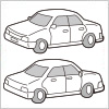 セダン・クーペの車の前後イラストセット