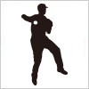 野球の守備でジャンピングスローをする男性のシルエットイラスト