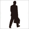 カバンを持って歩く男性のシルエット・影絵素材