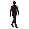 ゆったりと歩く男性のシルエット・影絵素材