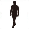 ゆったりと歩く男性のシルエット・影絵素材