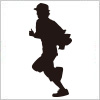 走る若い男性のシルエット・影絵素材
