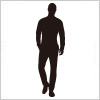 正面向きのゆったりと歩く男性のシルエット・影絵素材