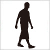 短パンを穿いて歩く男性のシルエット・影絵素材