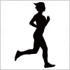 走る女性のシルエット・影絵素材