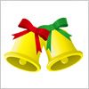 赤と緑のリボンの付いたクリスマスっぽいベルのイラスト