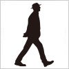 ハットを被って散歩する男性のシルエットイラスト