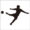 サッカーのボレーシュートをする男性のシルエットイラスト