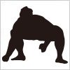 力士の立合いのシルエットイラスト