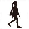 長い髪の若い女の子のシルエット・影絵素材