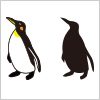 ペンギンのイラストと影絵素材