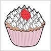 いちごののったカップケーキのイラスト