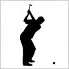 ゴルフスイング（アイアンショット）をする男性の影絵イラスト