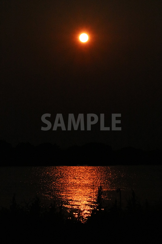 夕日が川に反射する写真・フォトデータ
