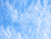 秋の青い空と巻積雲の写真