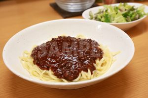 ミートソースパスタの写真・フォト素材